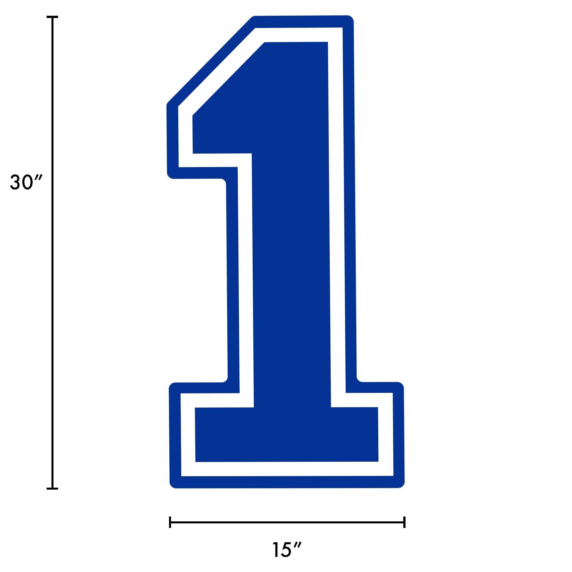 Royal Blue Collegiate Number (1) Corrugated Plastic Yard Sign, 30in
